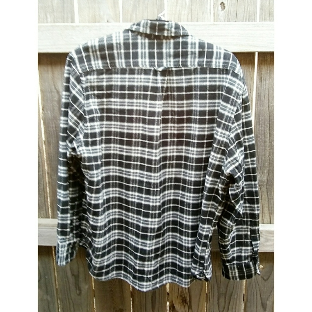 JACHS BLACK WITH WHITE MENS FLANNEL SHIRT - Picture 2 of 3